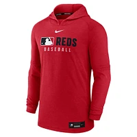 Men's Nike  Heather Red Cincinnati Reds Authentic Collection Tri-Blend Performance Pullover Hoodie