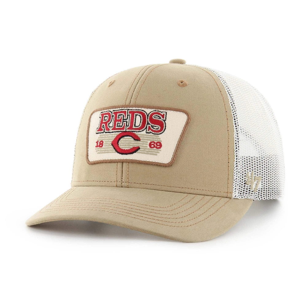 Men's '47 Khaki Cincinnati Reds Ridgewood Trucker Adjustable Hats