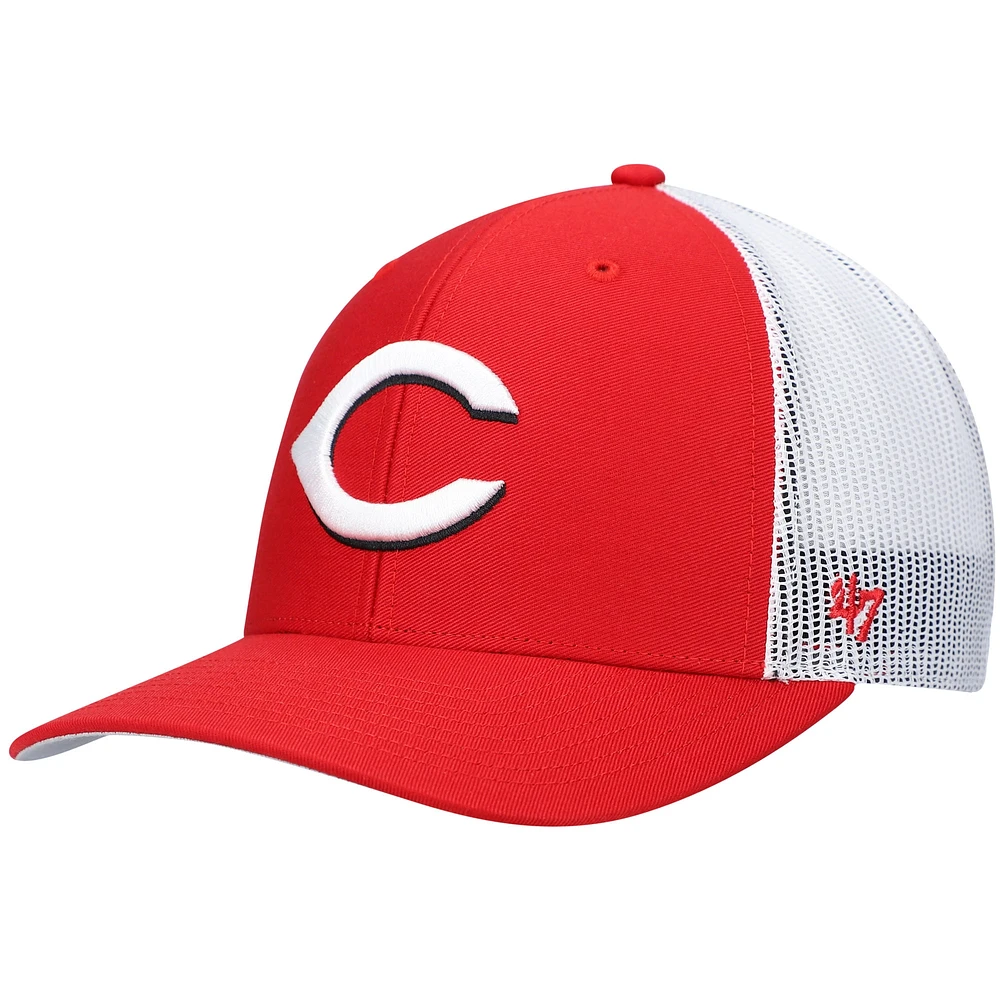 Men's '47 Red/White Cincinnati Reds Primary Logo Trucker Snapback Hat