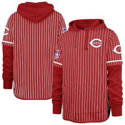 Sweat à capuche rayures doubles pour homme '47 Red Cincinnati Reds