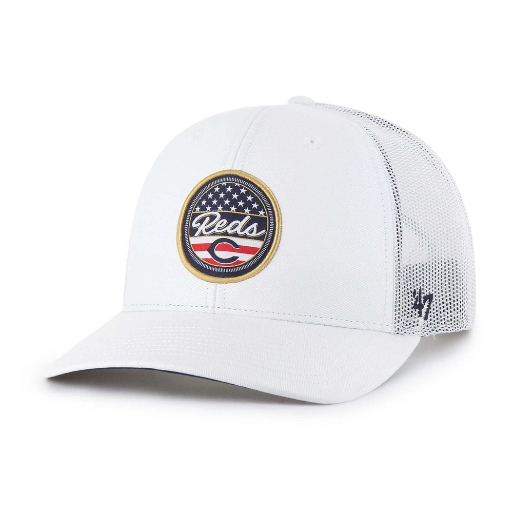 Men's '47 White Cincinnati Reds Homage Adjustable Trucker Hat