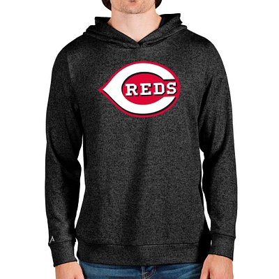 Sweat à capuche enfiler Absolute pour homme avec logo de l'équipe des Cincinnati Reds, noir chiné, Antigua