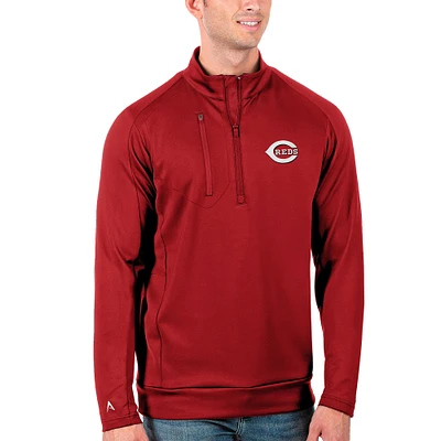 Men's Antigua Red Cincinnati Reds Generation Quarter-Zip Pullover Jacket