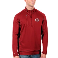 Men's Antigua Red Cincinnati Reds Generation Quarter-Zip Pullover Jacket