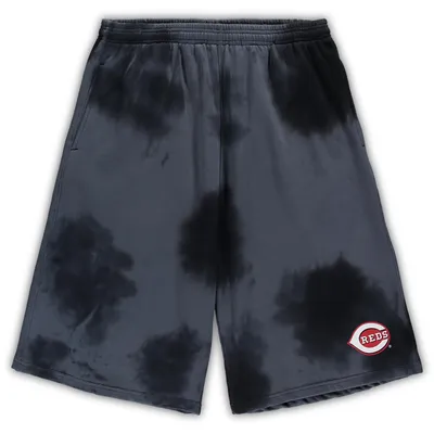 Cincinnati Reds Big & Tall Tye Dye Fleece Shorts - Black