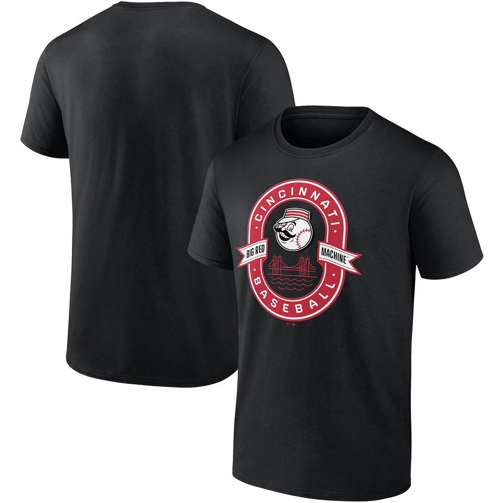 T-shirt noir pour homme de la collection Cooperstown des Reds Cincinnati, emblématique gloire