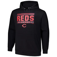 Men's  Black Cincinnati Reds Stack Fleece Pullover Hoodie