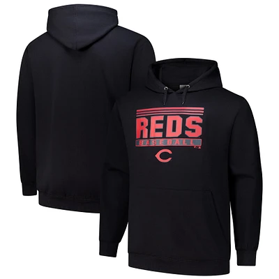 Sweat à capuche noir en polaire Cincinnati Reds Stack pour hommes