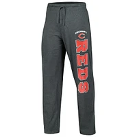 Ensemble de nuit T-shirt et pantalon Concepts Sport Charcoal/Red Cincinnati Reds Meter pour hommes