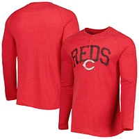 T-shirt Henley à manches longues et raglan Inertia Reds de Cincinnati Concepts Sport pour homme