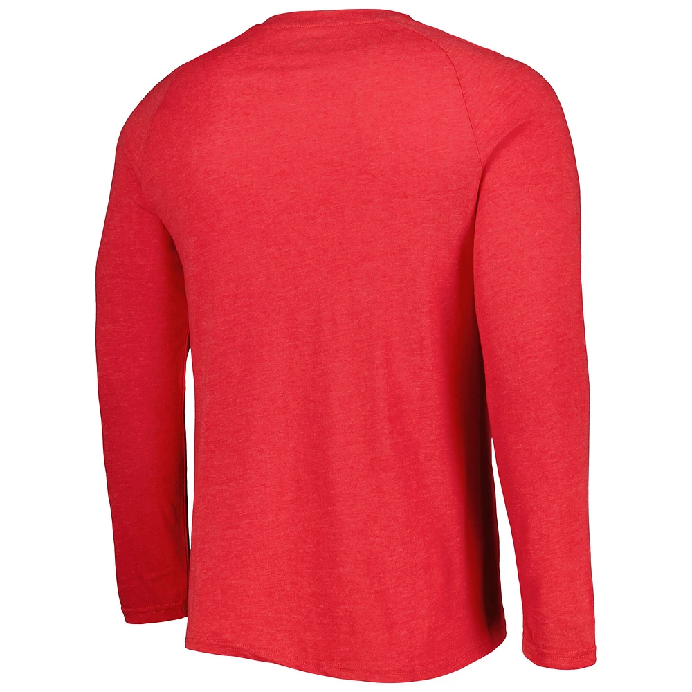 Men's Concepts Sport Heather Red Cincinnati Reds Inertia Raglan Long Sleeve Henley T-Shirt