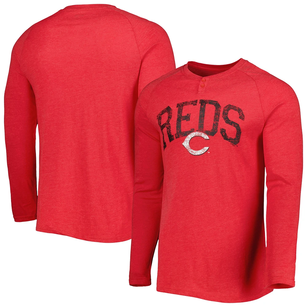 T-shirt Henley à manches longues et raglan Inertia Reds de Cincinnati Concepts Sport pour homme