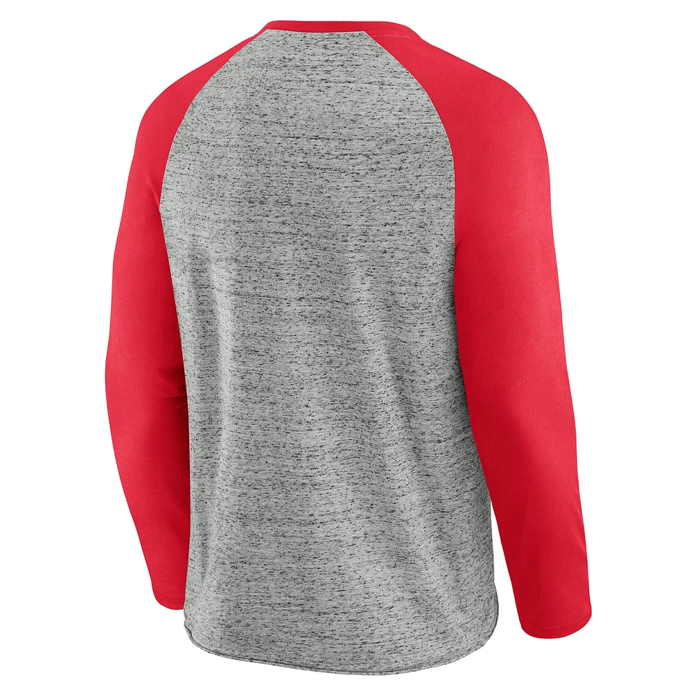 T-shirt de baseball à manches longues raglan pour homme, collection Darius Rucker par Fanatics, gris chiné, des Reds Cincinnati