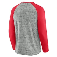 T-shirt de baseball à manches longues raglan pour homme, collection Darius Rucker par Fanatics, gris chiné, des Reds Cincinnati
