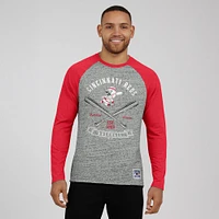 T-shirt de baseball à manches longues raglan pour homme, collection Darius Rucker par Fanatics, gris chiné, des Reds Cincinnati