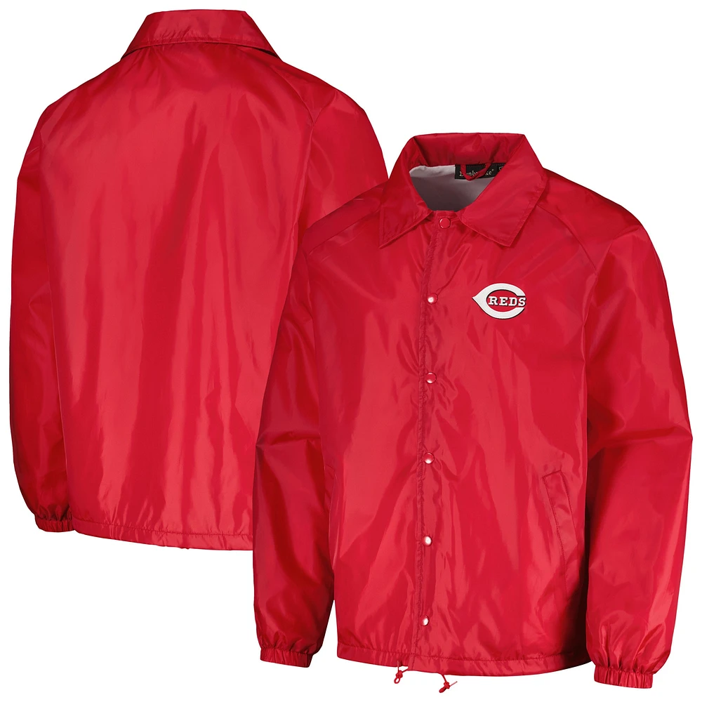 Veste coupe-vent à bouton-pression intégrale Raglan Dunbrooke Red Cincinnati Reds Coach pour hommes