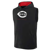 Men's Fanatics Black Cincinnati Reds Fire Speed Sleeveless Pullover Hoodie