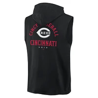 Men's Fanatics Black Cincinnati Reds Fire Speed Sleeveless Pullover Hoodie