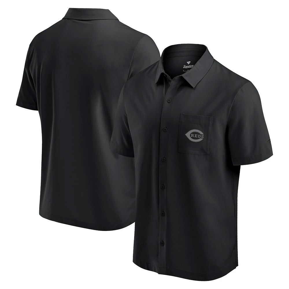 Chemise boutonnée noire Fanatics pour hommes, Cincinnati Reds Front Office