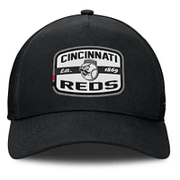 Men's Fanatics Black Cincinnati Reds Team Patch A-Frame Trucker Snapback Hat