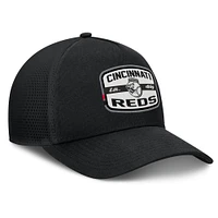 Men's Fanatics Black Cincinnati Reds Team Patch A-Frame Trucker Snapback Hat