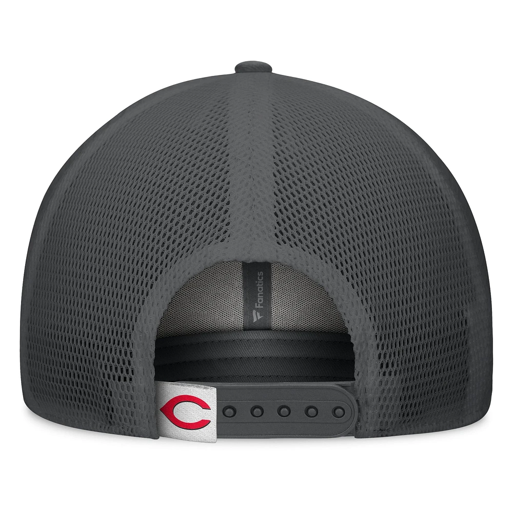 Casquette réglable de camionneur A-Frame Cincinnati Reds gris/graphite Fanatics pour hommes