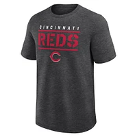 T-shirt Fanatics pour homme, anthracite chiné, des Reds de Cincinnati, qualité supérieure