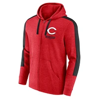 Men's Fanatics Heather Red Cincinnati Reds Gains Fleece Full-Zip Hoodie