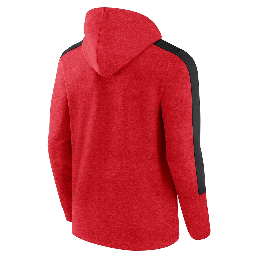 Men's Fanatics Heather Red Cincinnati Reds Gains Fleece Full-Zip Hoodie