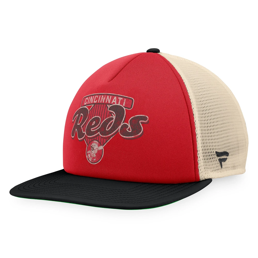 Casquette Snapback Talley Foam Trucker Snapback de la collection Cooperstown des Cincinnati Reds Fanatics rouge/noir pour hommes