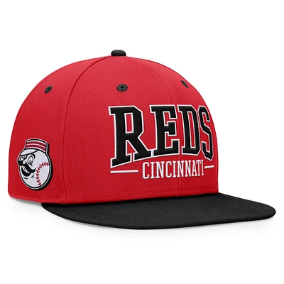 Casquette Snapback Fanatics rouge/noir Cincinnati Reds Fundamental Bold pour hommes