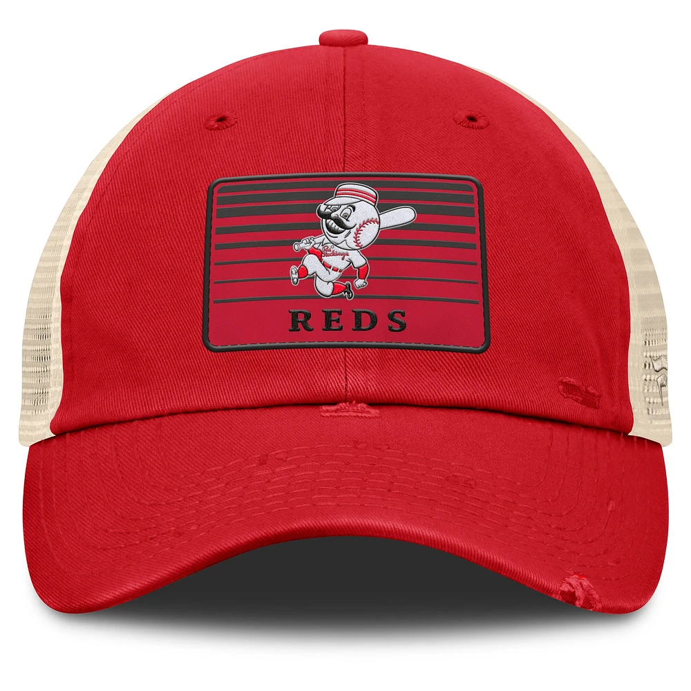 Men's Fanatics  Red/Natural Cincinnati Reds Cooperstown Collection Eastbound Mesh Adjustable Hat