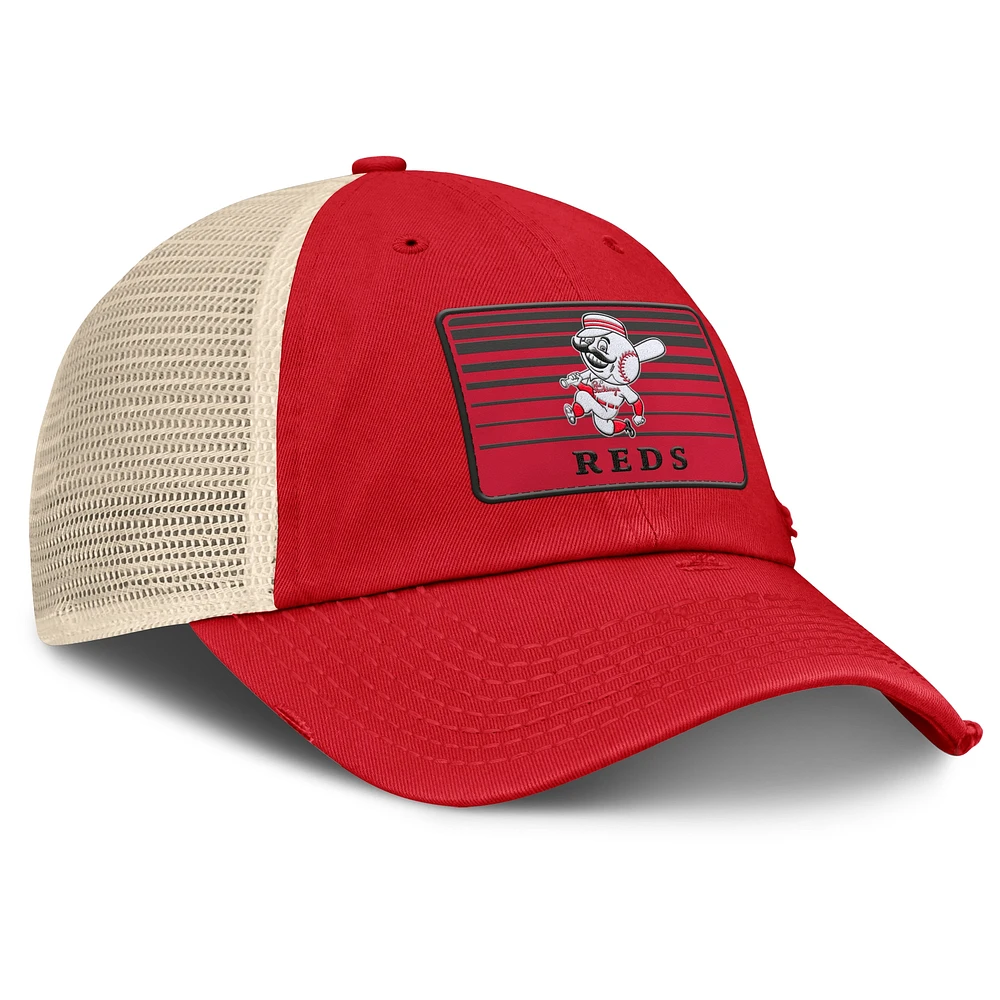 Men's Fanatics  Red/Natural Cincinnati Reds Cooperstown Collection Eastbound Mesh Adjustable Hat