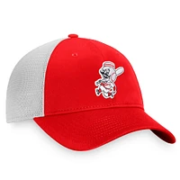 Men's Fanatics Red/White Cincinnati Reds Cooperstown Collection Core Trucker Snapback Hat