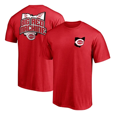 T-shirt rouge avec logo Big Machine de la collection Hometown des Cincinnati Reds Fanatics pour hommes