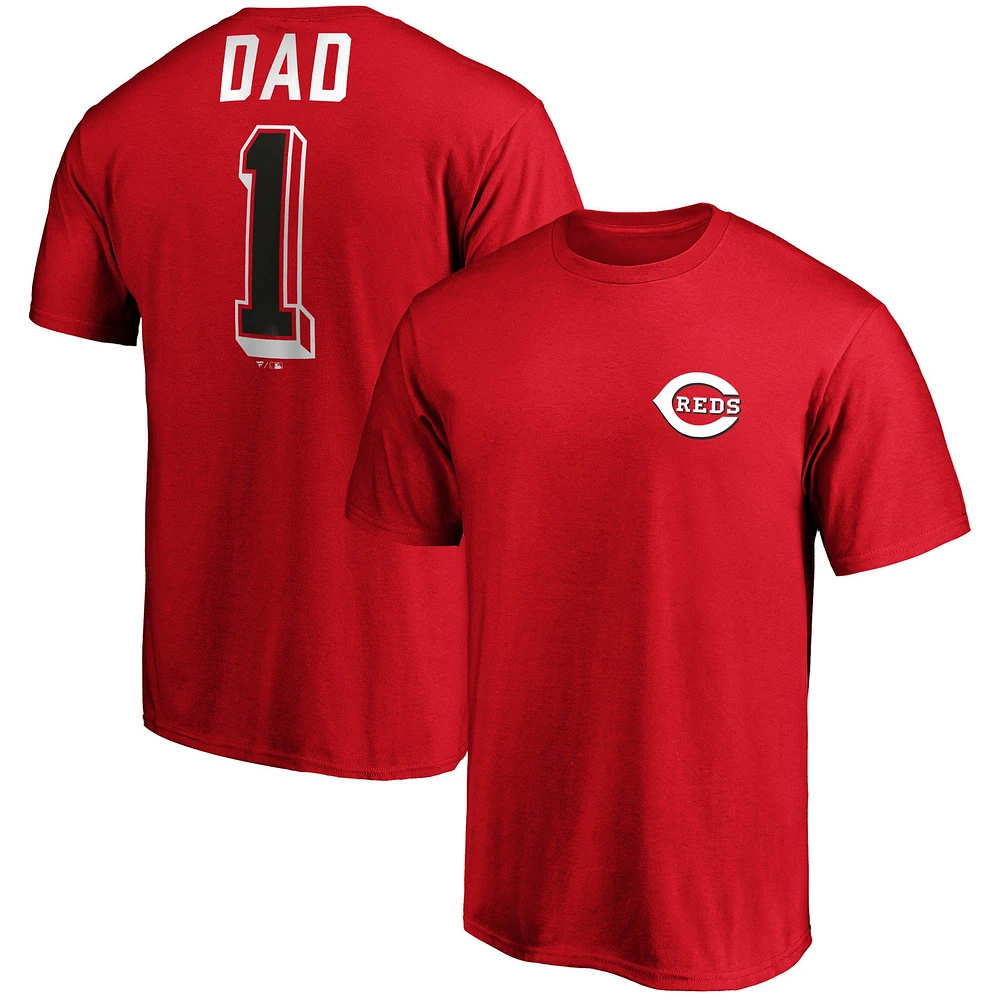 T-shirt rouge de l'équipe papa numéro un des Cincinnati Reds Fanatics pour hommes