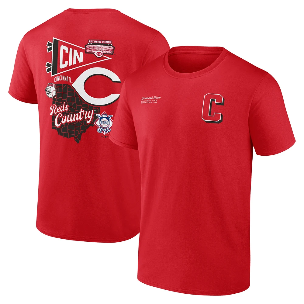 T-shirt rouge Fanatics Cincinnati Reds Split Zone pour hommes