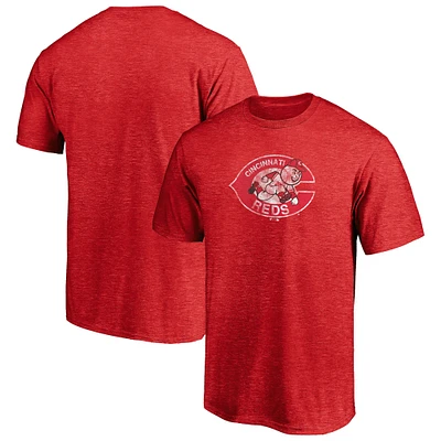 T-shirt triple mélange avec logo Fanatics Red Cincinnati Reds True Classics Throwback pour hommes