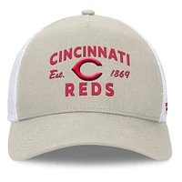 Casquette réglable de camionneur A-Frame Stone Cincinnati Reds Fanatics pour hommes