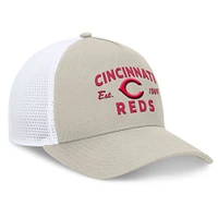 Casquette réglable de camionneur A-Frame Stone Cincinnati Reds Fanatics pour hommes