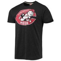 Men's Homage Charcoal Cincinnati Reds Hand-Drawn Logo Tri-Blend T-Shirt