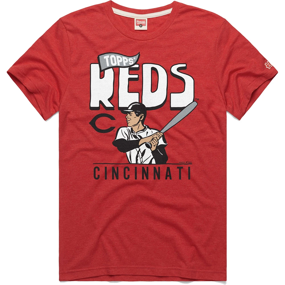 T-shirt rouge à trois mélanges Homage x Topps Reds de Cincinnati pour homme