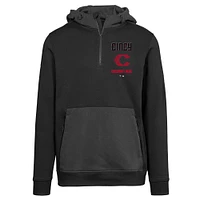 Men's Levelwear Black Cincinnati Reds City Connect Chicane Baseline Quarter-Zip Pullover Hoodie