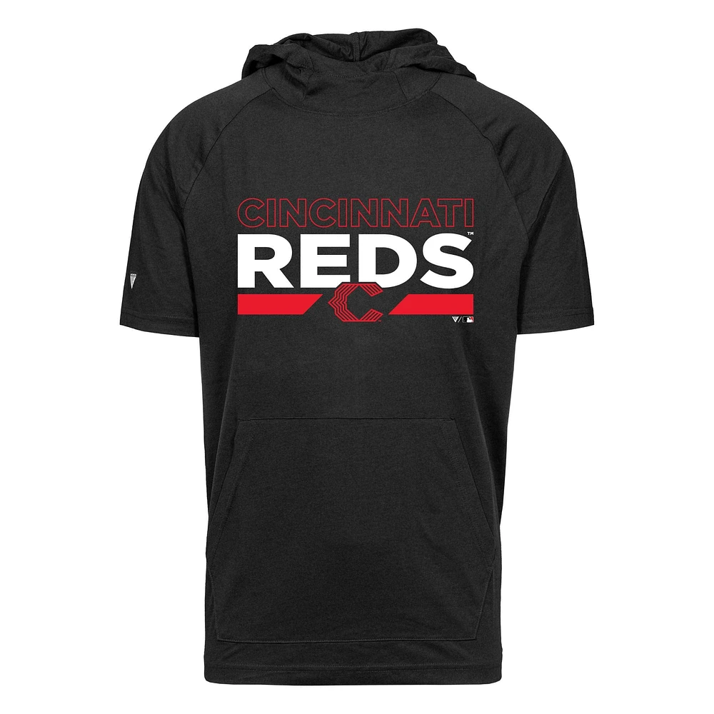 Men's Levelwear Black Cincinnati Reds City Connect Relay No Hitter Short Sleeve Hoodie T-Shirt