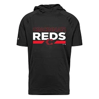 Men's Levelwear Black Cincinnati Reds City Connect Relay No Hitter Short Sleeve Hoodie T-Shirt