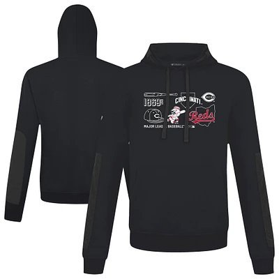 Men's Levelwear  Black Cincinnati Reds Cooperstown Collection Bombay Campaign Pullover Hoodie