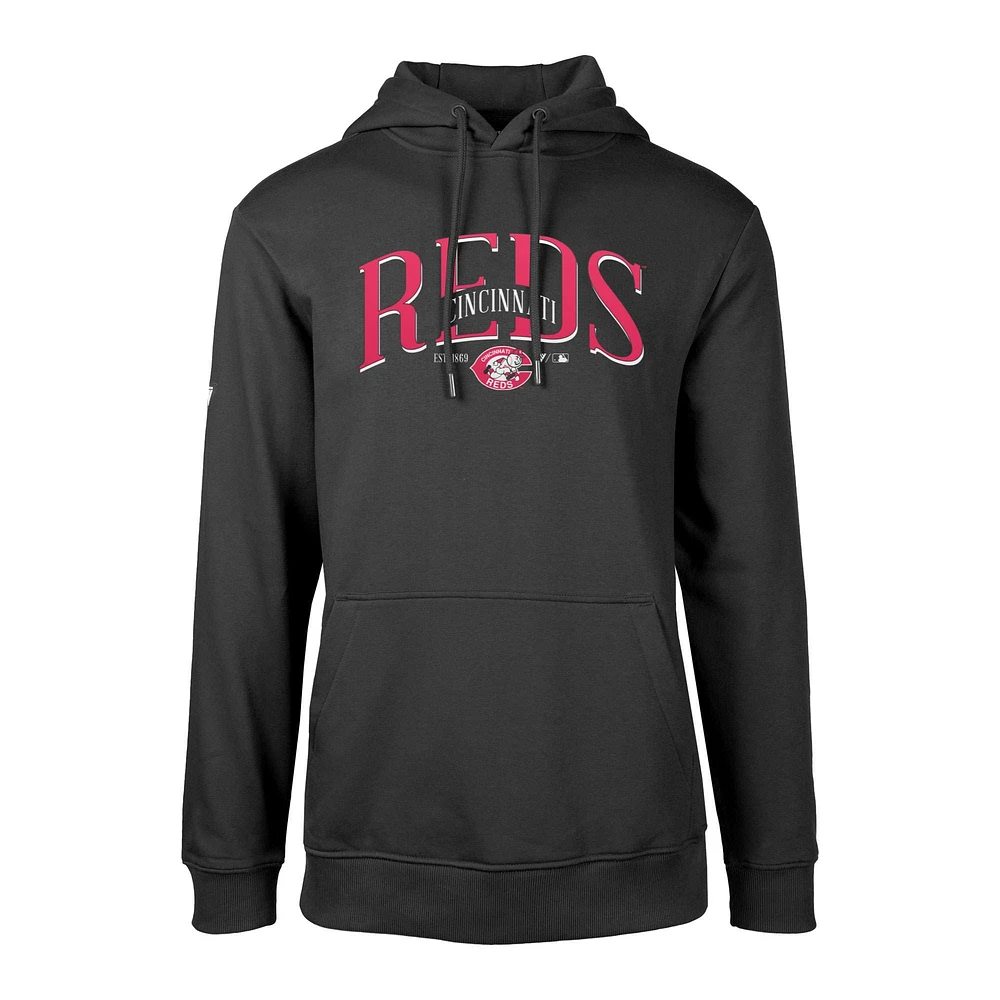 Men's Levelwear Black Cincinnati Reds Cooperstown Collection Podium Retro Pullover Hoodie