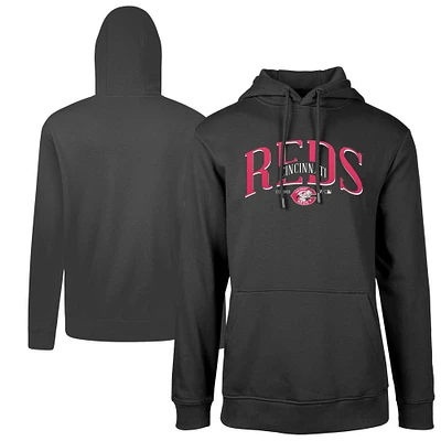 Men's Levelwear Black Cincinnati Reds Cooperstown Collection Podium Retro Pullover Hoodie