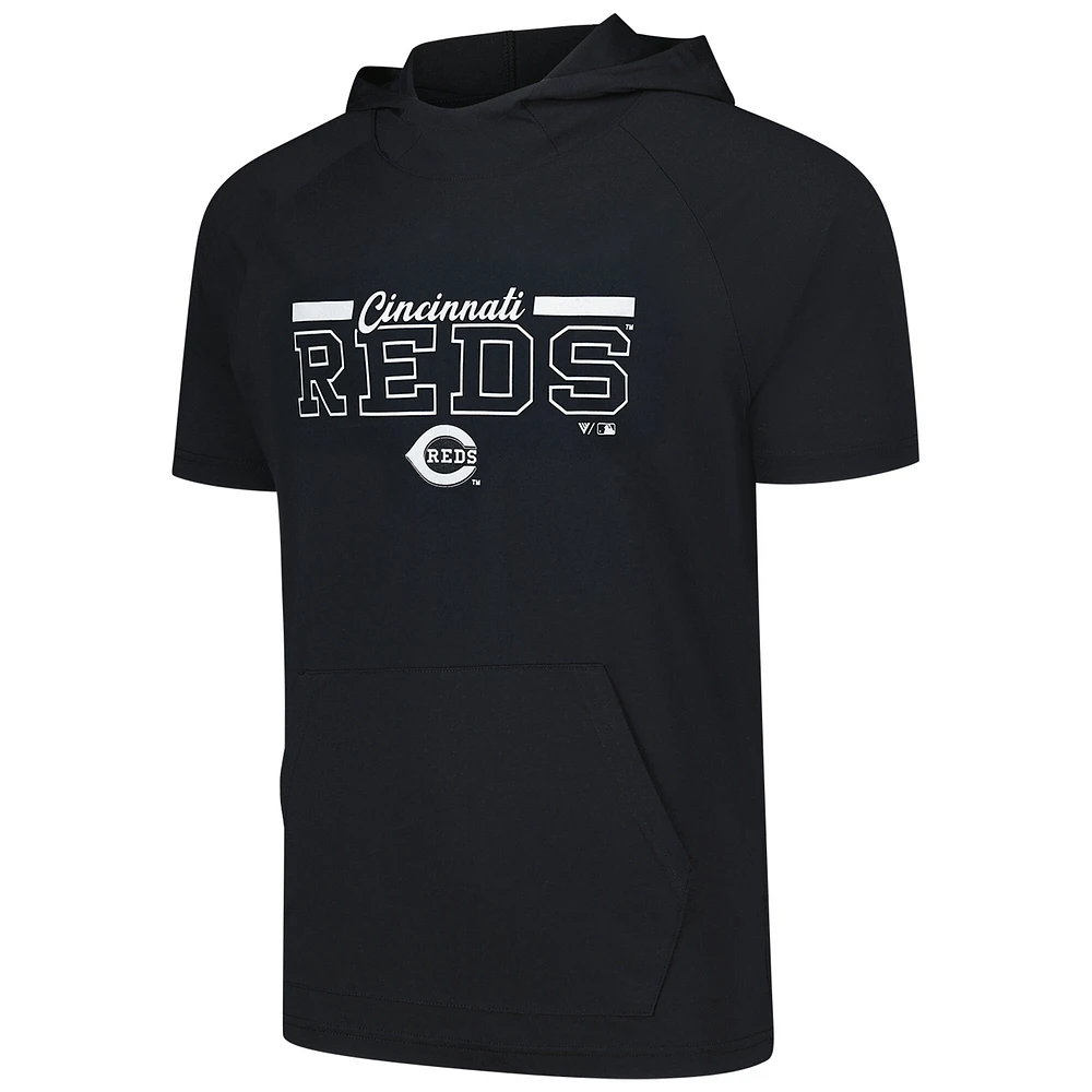 Men's Levelwear Black Cincinnati Reds Phase Vanguard Hoodie T-Shirt