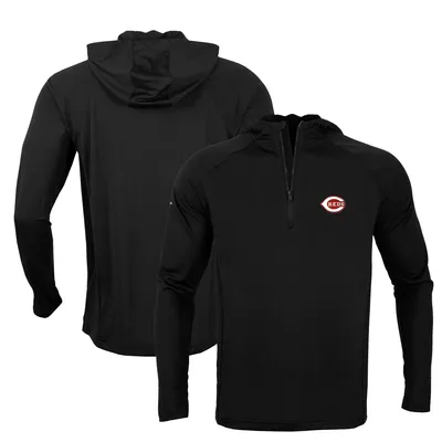 Cincinnati Reds Levelwear Zander Insignia Core Quarter-Zip Pullover Hoodie - Black